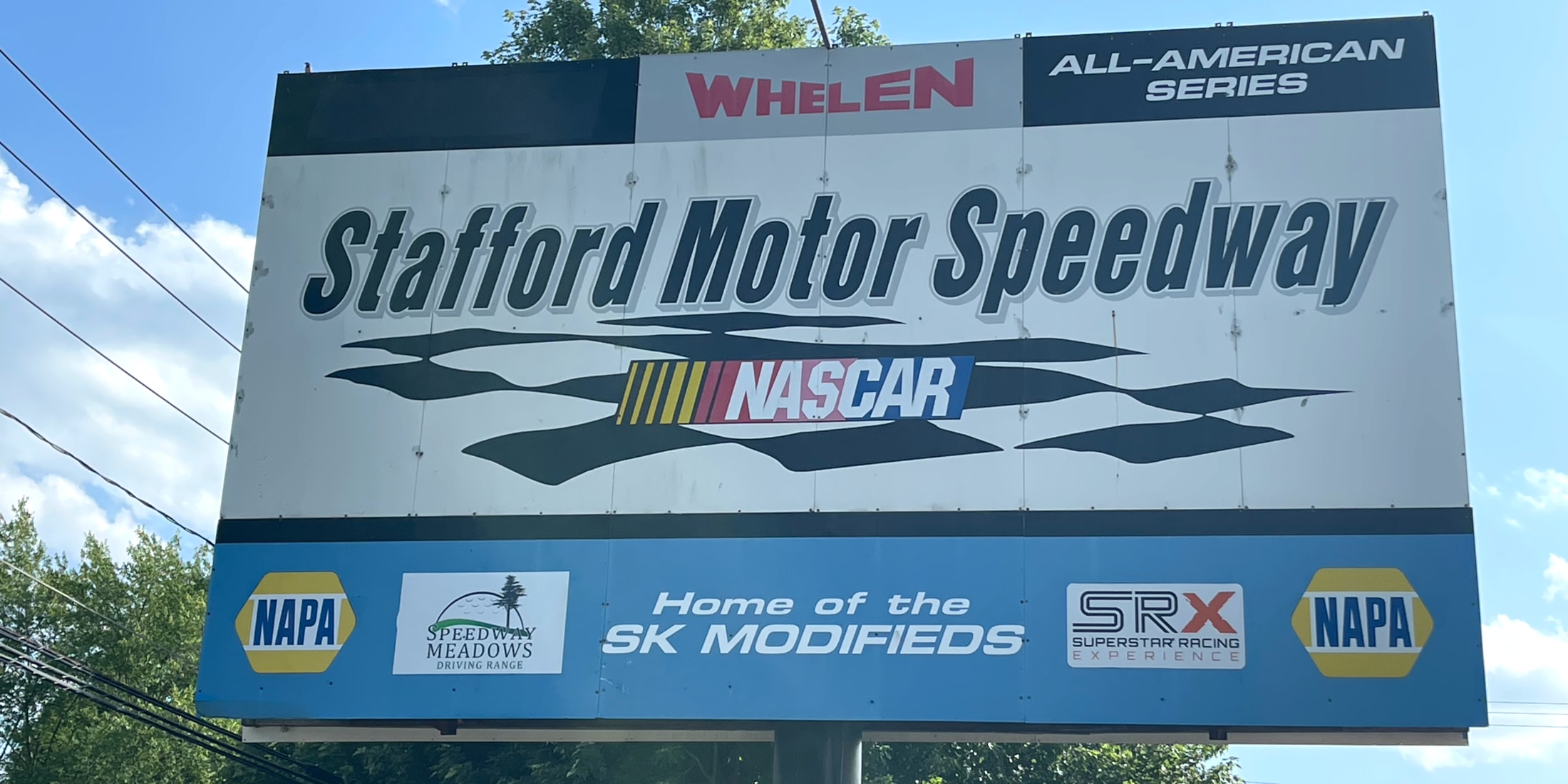 Stafford Motor Speedway sign in Stafford, Connecticut